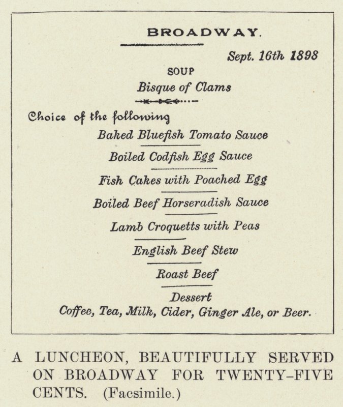 Un pranzo, splendidamente servito su Broadway per venticinque centesimi, Facsimile da American School