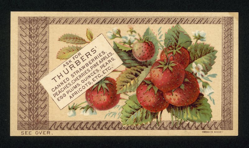 Pubblicità per la frutta in scatola Thurbers da American School