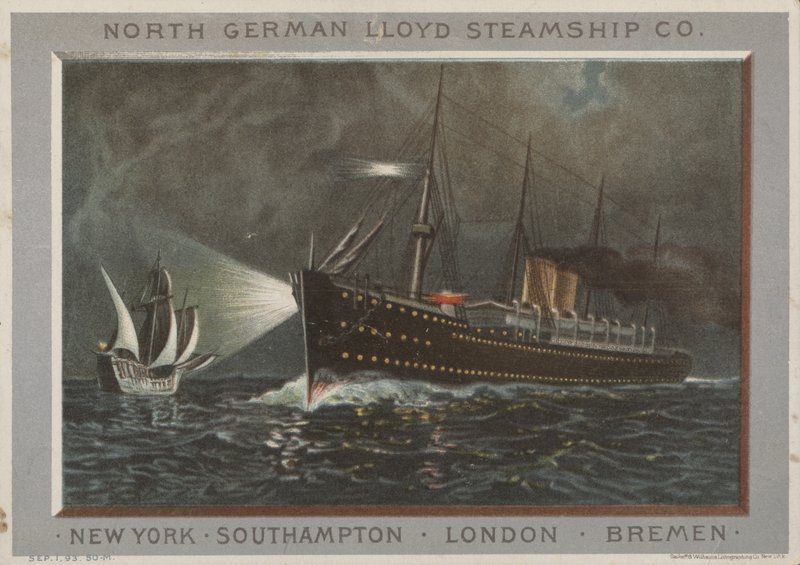 Pubblicità per la Compagnia di Navigazione Nord Tedesca Lloyd da American School