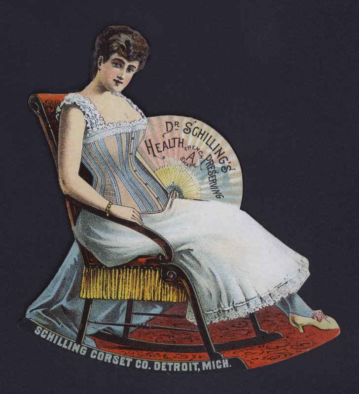 Pubblicità per la Schilling Corset Company, Detroit, Michigan, USA da American School