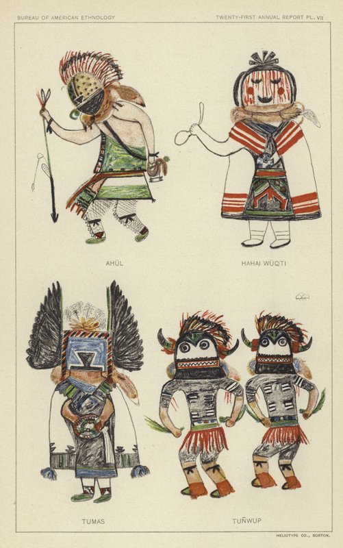 Ahul, Hahai Wuqti, Tumas, Tunwup (litografia a colori) da American School