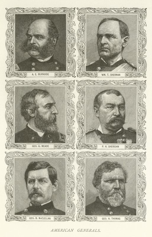 Generali americani, A E Burnside, William T Sherman, George G Meade, P H Sheridan, George B McClellan, George H Thomas da American School