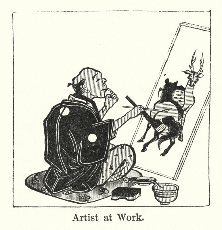Artista al lavoro (incisione) da American School