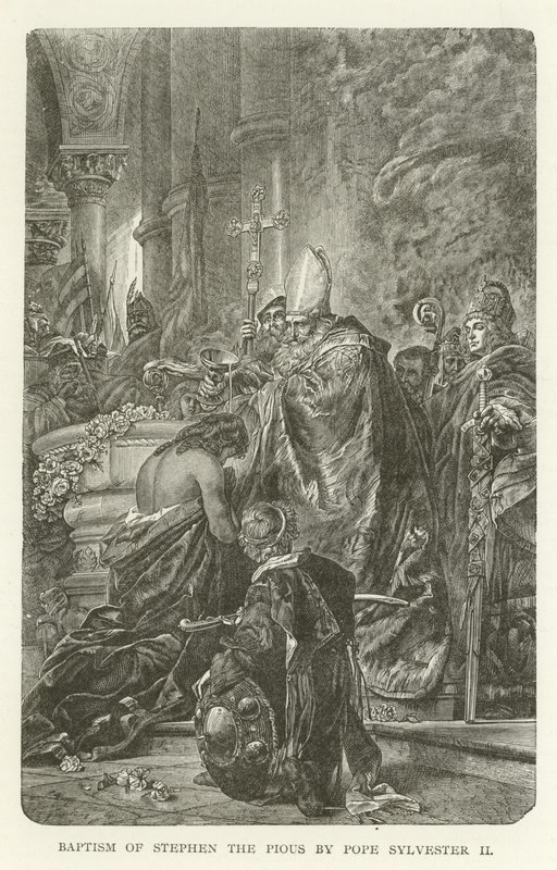Battesimo di Stefano il Pio da Papa Silvestro II da American School