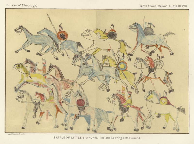 Battaglia di Little Big Horn - Indiani che lasciano il campo di battaglia da American School