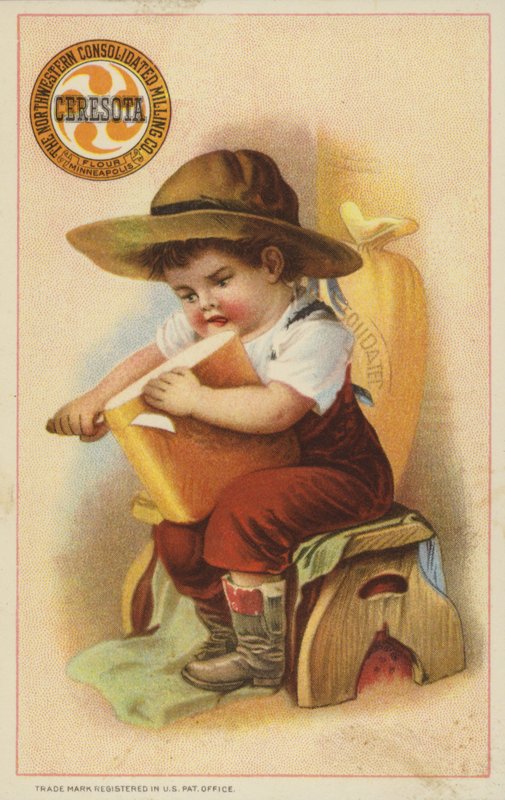 Ragazzo che affetta una pagnotta di pane da American School