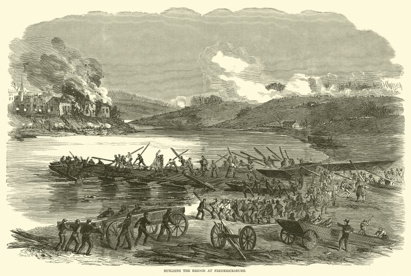 Costruzione del ponte a Fredericksburg, dicembre 1862 da American School