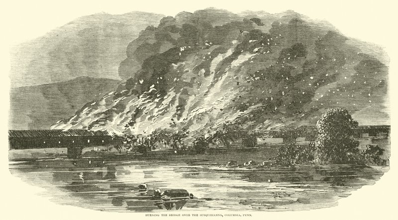 Incendio del ponte sul Susquehanna, Columbia, Pennsylvania, giugno 1863 da American School