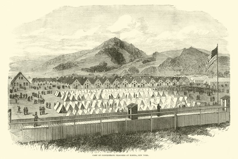 Campo di prigionieri confederati a Elmira, New York, maggio 1865 da American School