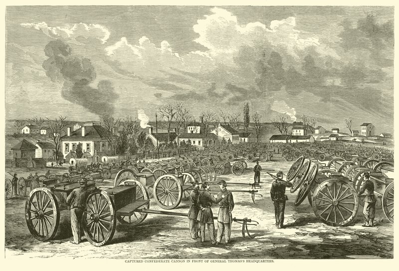 Cannone confederato catturato davanti al quartier generale del generale Thomas, novembre 1863 da American School