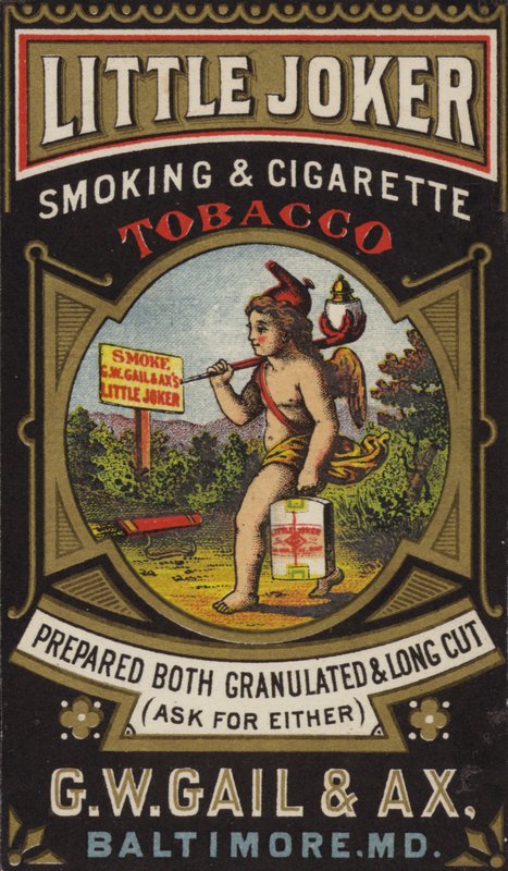 Cherubino con tabacco e accendino da American School