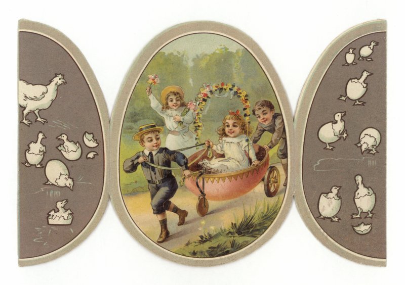 Bambini che giocano nel carrello delle uova da American School
