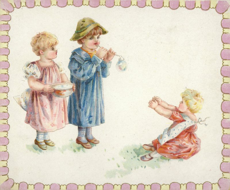 Bambini che soffiano bolle da American School