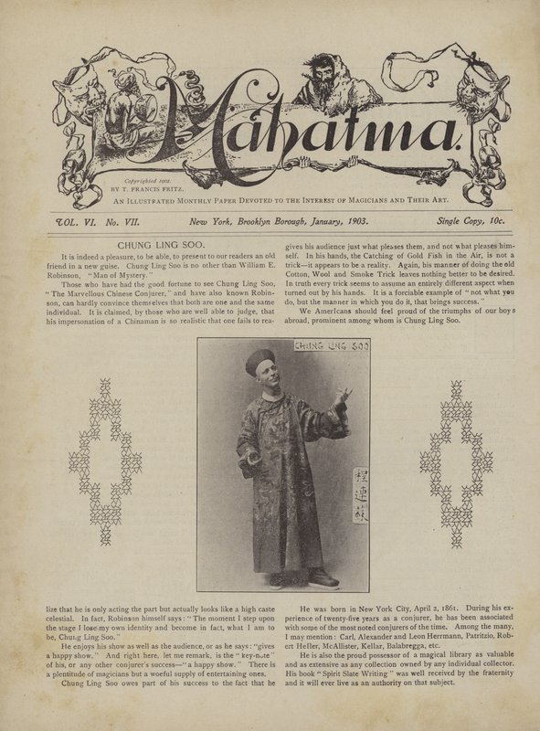 Chung Ling Soo, alias William E Robinson, Uomo del Mistero (litografia) da American School