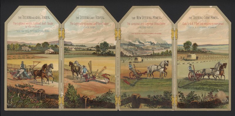 Macchinari agricoli Deering (litografia a colori) da American School