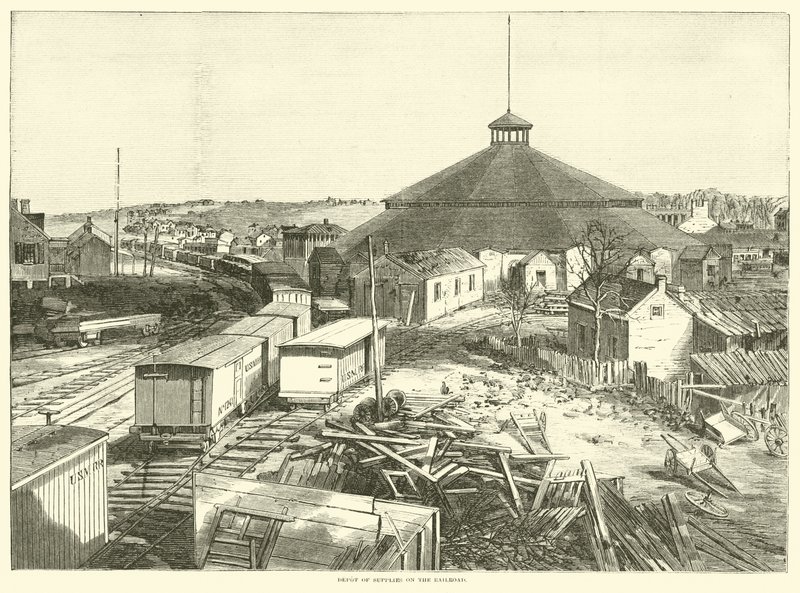 Deposito di rifornimenti sulla ferrovia, ottobre 1863 da American School