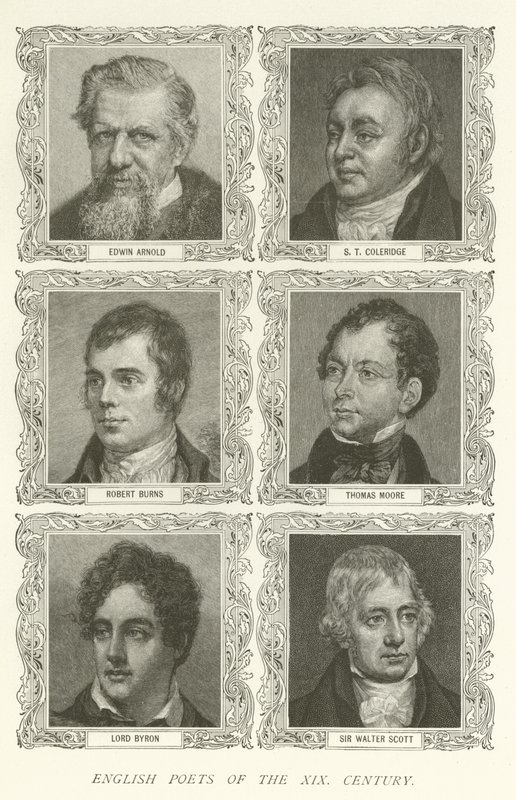 Poeti inglesi del XIX secolo, Edwin Arnold, S T Coleridge, Robert Burns, Thomas Moore, Lord Byron, Sir Walter Scott da American School