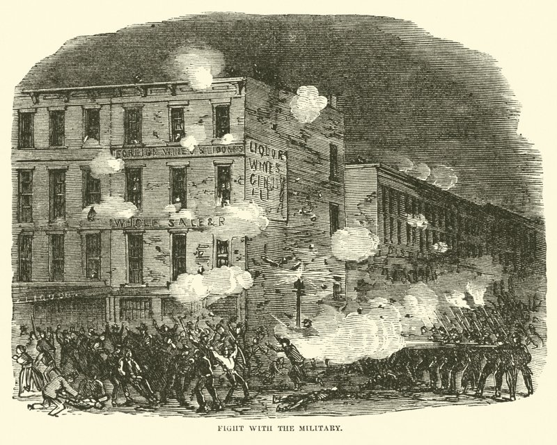 Combattimento con i militari, luglio 1863 da American School