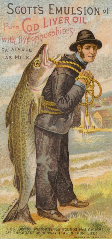 Pescatore che tiene un pesce sulla spalla da American School
