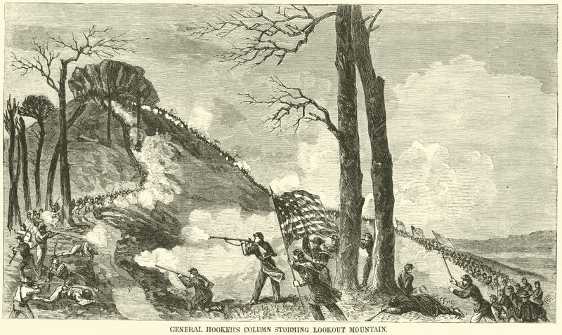 Colonna del generale Hooker che assalta Lookout Mountain, novembre 1863 da American School
