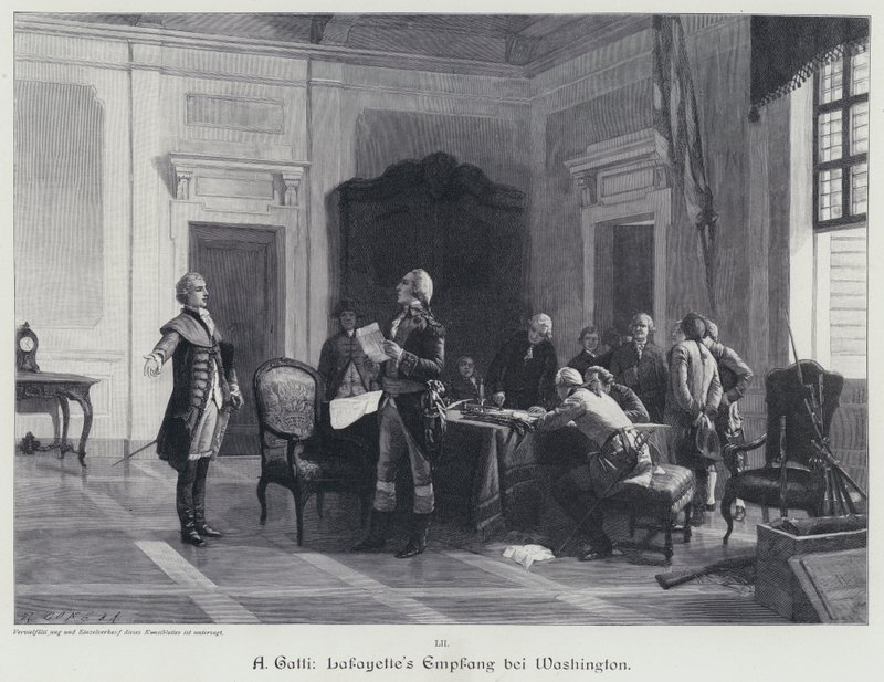 George Washington accoglie il marchese de Lafayette da American School