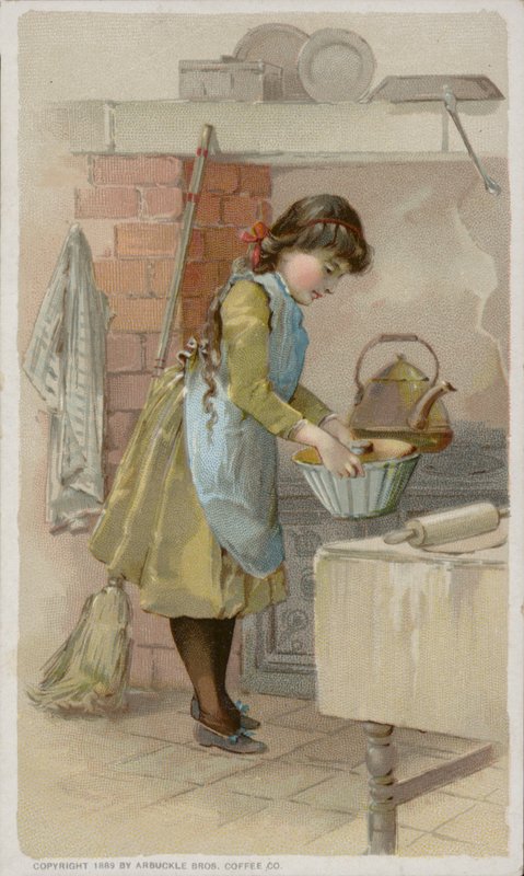 Ragazza che cucina in cucina da American School