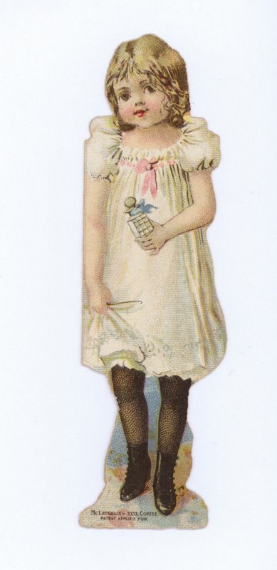Ragazza che porta una bottiglia (di profumo?) da American School