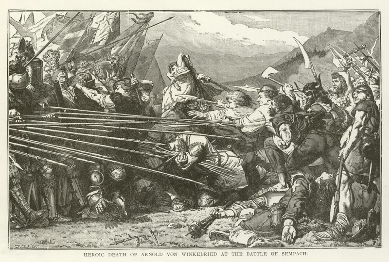 Morte eroica di Arnold von Winkelried alla battaglia di Sempach da American School