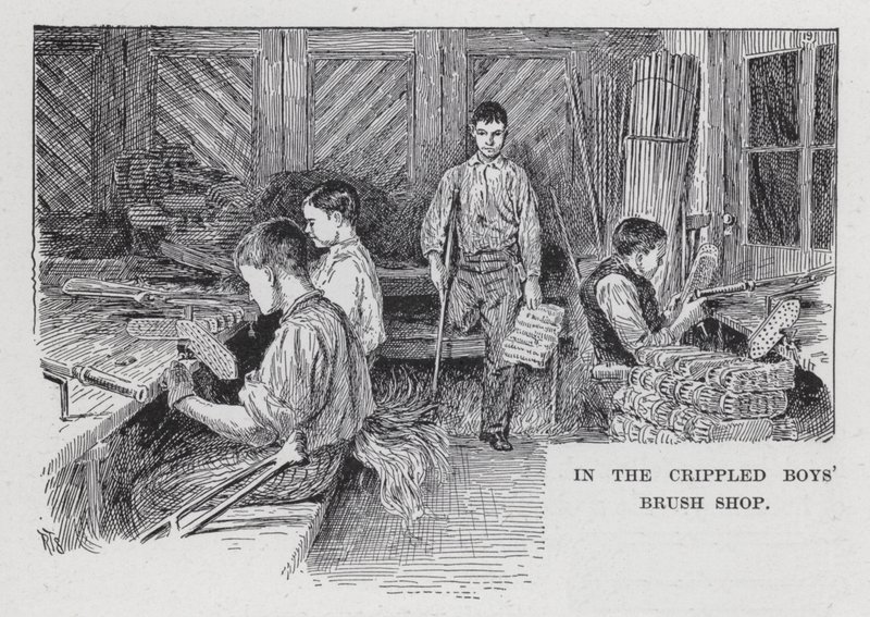 Nel negozio di spazzole dei ragazzi storpi (litografia) da American School