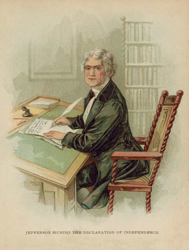 Jefferson firma la Dichiarazione d