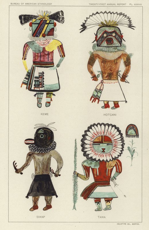 Keme, Hotcani, Siwap, Tawa (litografia a colori) da American School