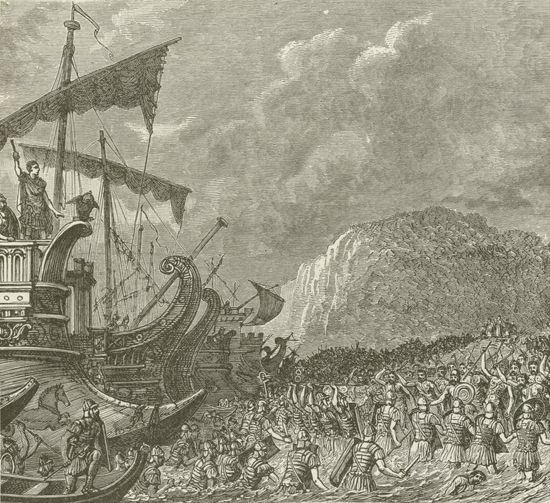 Sbarco dei Romani, sotto Cesare, in Britannia, 55 a.C. da American School