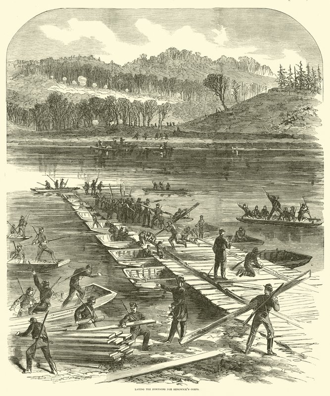 Posa dei pontoni per il corpo di Sedgwick, aprile 1863 da American School