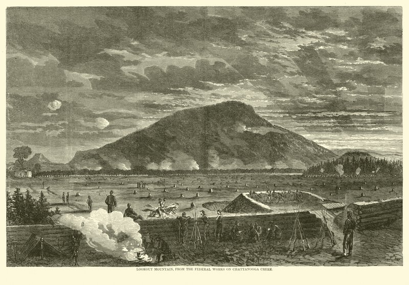 Lookout Mountain, dalle opere federali su Chattanooga Creek, novembre 1863 da American School