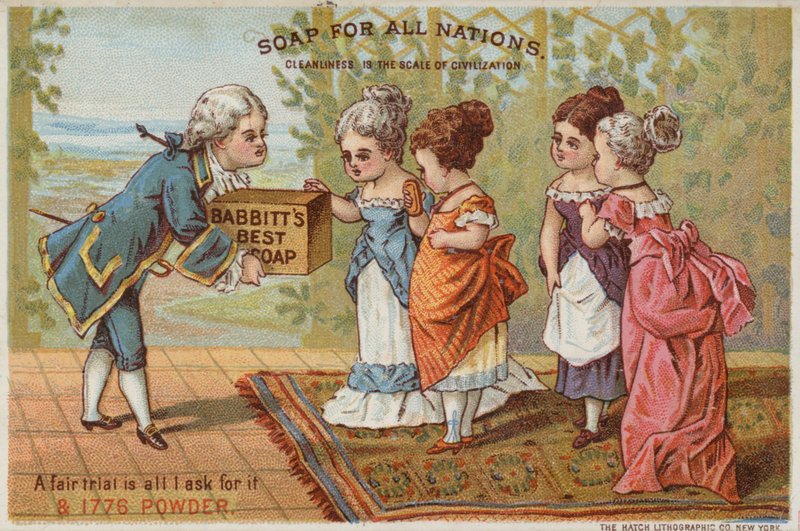 Uomo che consegna sapone alle signore da American School