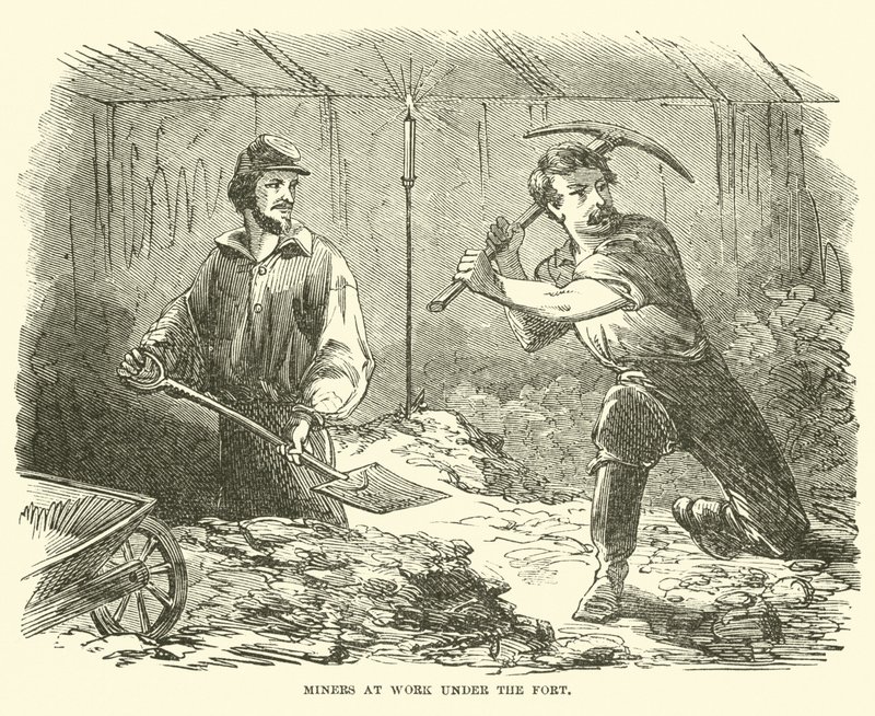 Minatori al lavoro sotto il forte, giugno 1863 da American School