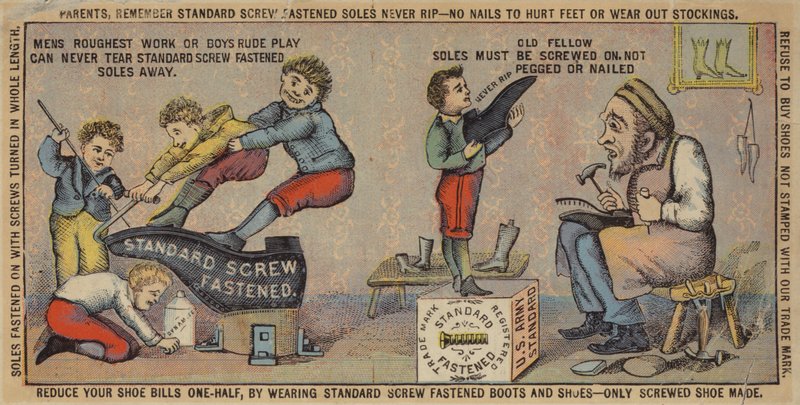 Vecchio che ripara scarpe da American School