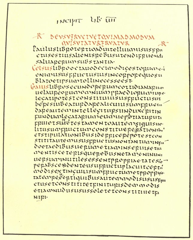 Pagina dai Pandetti di Giustiniano da American School