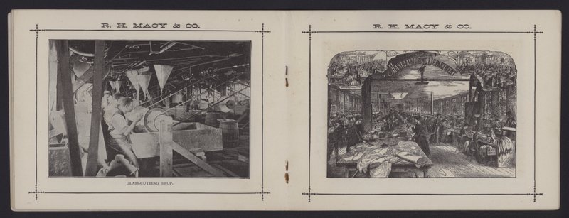 Pagine di un opuscolo su R H Macy & Co, New York, ovvero il grande magazzino Macy