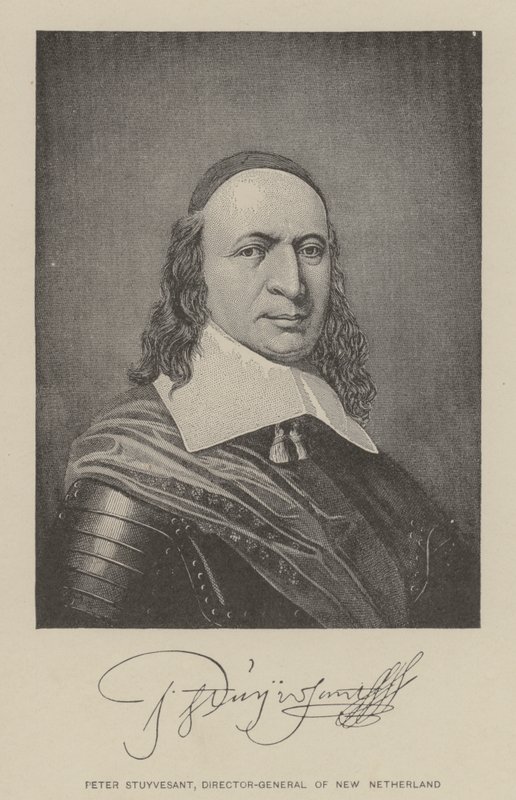 Peter Stuyvesant, direttore generale dei Nuovi Paesi Bassi (litografia) da American School