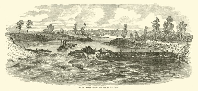 La flotta di Porter passa la diga ad Alexandria, maggio 1864 da American School