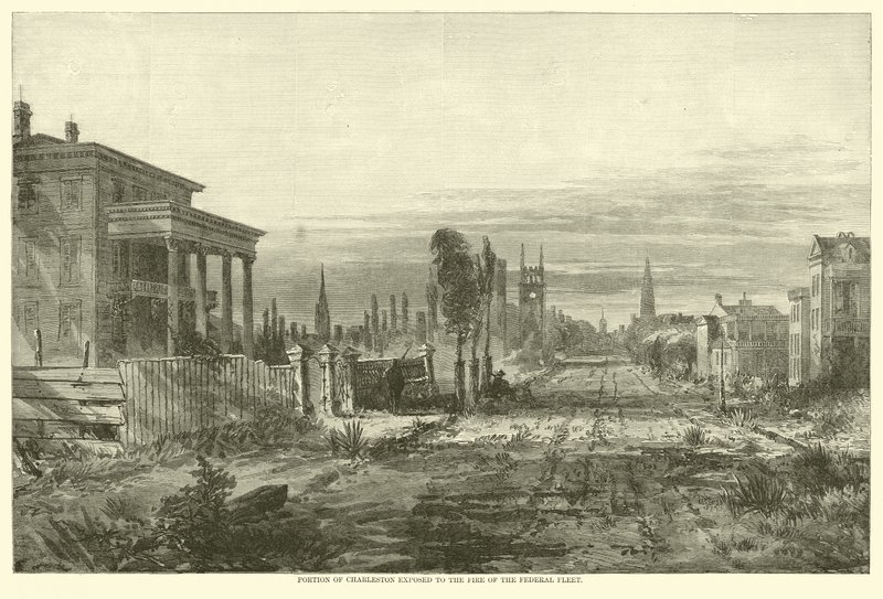 Parte di Charleston esposta al fuoco della flotta federale, agosto 1863 da American School