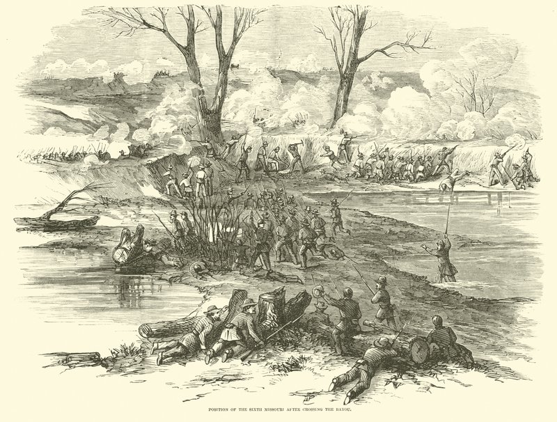 Posizione del Sesto Missouri dopo aver attraversato il Bayou, dicembre 1862 da American School