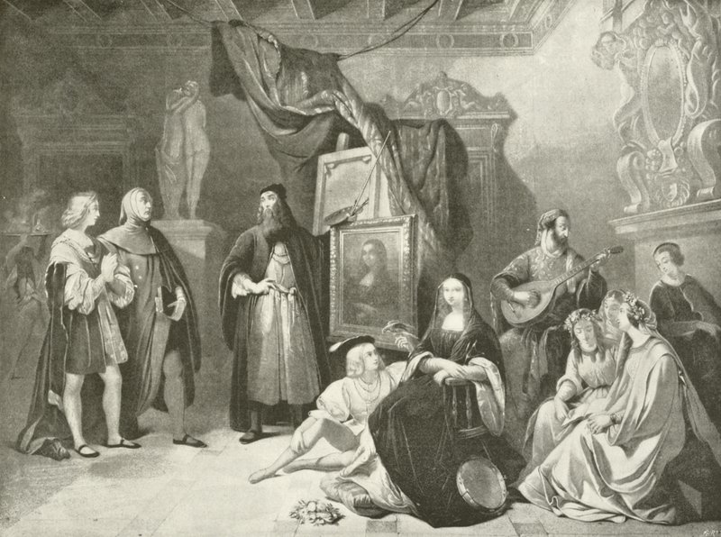 Raffaello presentato a Da Vinci (incisione) da American School