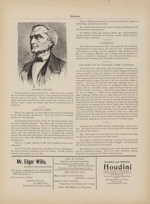 Robert Houdin, pubblicità da American School