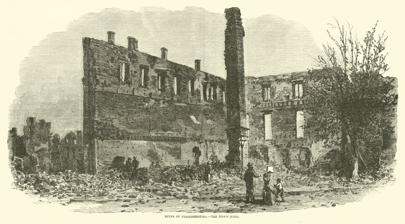Rovine di Chambersburg, il Municipio, settembre 1864 da American School