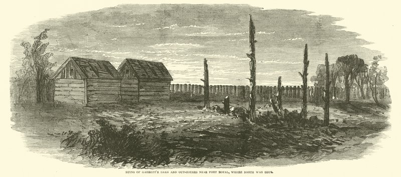 Rovine del fienile e delle dipendenze di Garrett vicino a Port Royal, dove Booth fu ucciso, aprile 1865 da American School