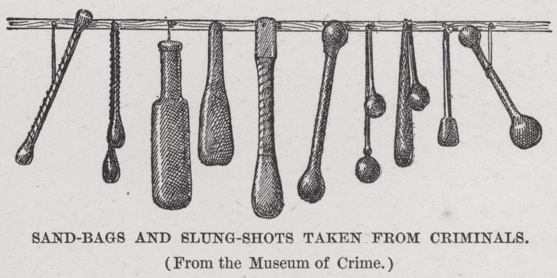 Sacchi di sabbia e mazze prese dai criminali (litografia) da American School