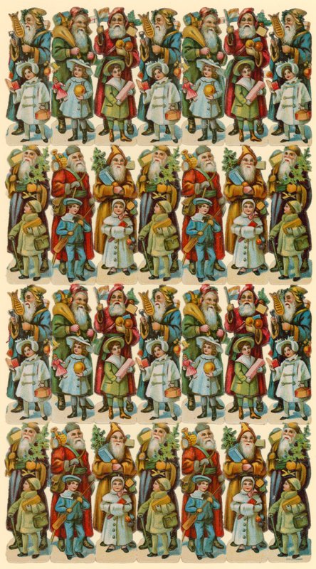 Babbo Natale con bambini, foglio di figure da American School
