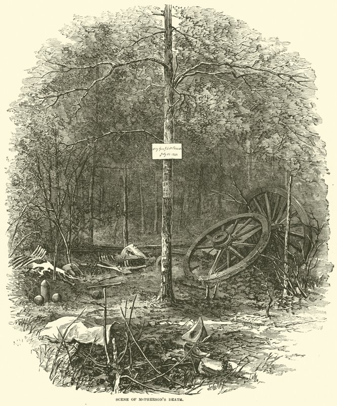 Scena della morte di McPherson, luglio 1864 da American School